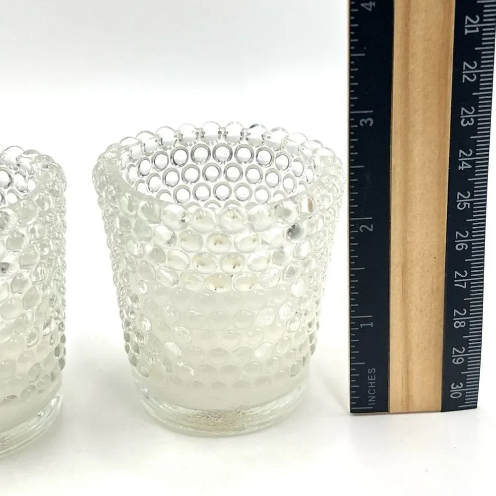 (2) Two Clear Glass Hobnail Votive Tea Light Candle‎ Holders